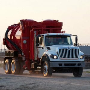 Industrial Vacuum Truck Rolling through